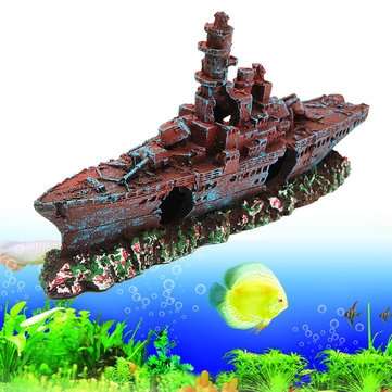 Aquarium Destroyer Navy War Boat Ship Wreck Fish Tank Cave Decorations Ornament
