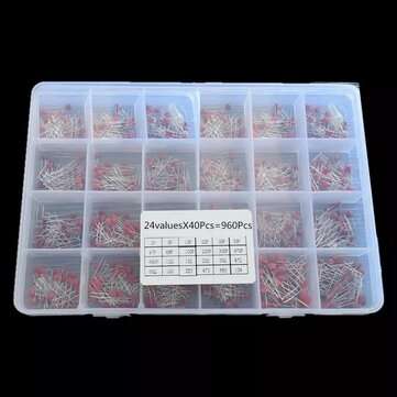 AOQDQDQD 960Pcs/lot Ceramic Capacitor Assortment Kit 2PF-0.1UF 50V 24value*40pcs DIY Electronic Ca