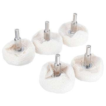 5Pcs 6mm Shank Cotton Dome Polishing Buffing Wheel Drill Brush For Abrasive T-shaped White Cloth Mir