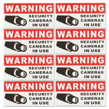 8Pcs Security Camera In Use Self-adhensive Stickers Safety Signs Decal Waterproof