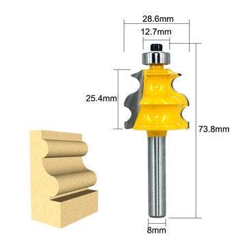 8mm 1/2" Shank Line Router Bit Architectural Molding Woodworking Tenon... (SHANK DIAMETER: 8MMSHANK)