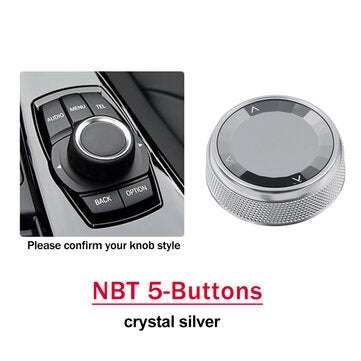 Car Multimedia Button Knob Cover For BMW NBT 5-Buttons (COLOR.: SILVER)