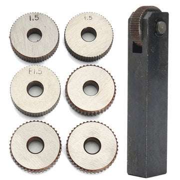 7pcs Knurling Knurler Tool 0.5/1/2mm Pitch Single Wheel Straight Wheel Linear Knurl Set