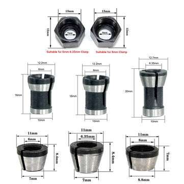 6mm/6.35mm/8mm Collet Chuck Adapter Engraving Trimming Machine Electric Router Collet C... (TYPE: A)