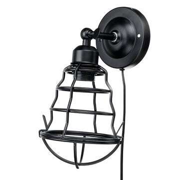 AC110V E27 American Style Retro Wall Lamp Industrial Wrought Iron Lampshade with Switch US Plug