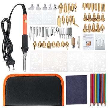 92pcs Wood Burning Pen Set Tips Stencil Soldering Iron Pyrography Tools Crafts Kit (ADAPTOR: EUPLUG)