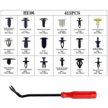 Car Push Retainer Pin Rivet Trim Clip Set with Panel Moulding Screwdriver Asso... (QUANTITY: 415PCS)