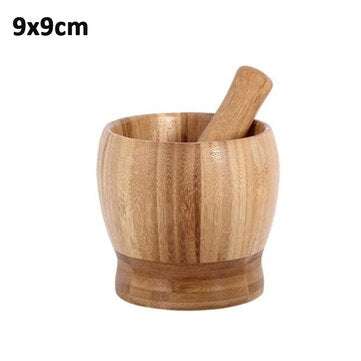 Bamboo Mortar and Pestle Garlic Press Ginger Crusher Spices Grinding Set (TYPE: B)
