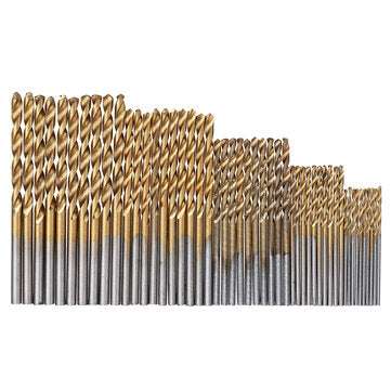50pcs 1-3mm HSS Twist Drill Bit Titanium Coated Round Handle Drill Bit Set