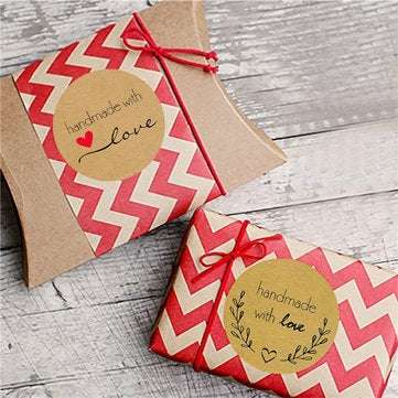 500PCS Kraft Paper Handmade With Love Sticker DIY Gifts Wrap Cookies Packaging Stickers