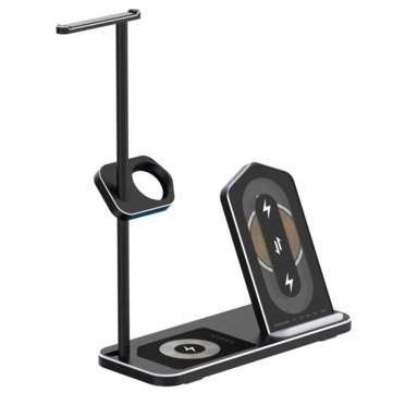 AODUKE AJWXC007X 4 in 1 18W Wireless Charger Dock Charging Station Headphone Stand... (COLOR: BLACK)