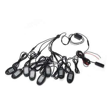 8PCS Underglow RGB LED Rock Lights Neon 8Pods LED Light Off-Road UTE ATV Boat