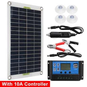 50W Solar Panel Portable Flexible Monocrystalline Solar Kit W/ 10A/30A/60A/100A Co... (CURRENT: 10A)