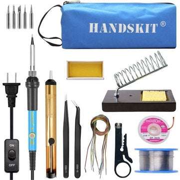 60W 110V 220V Adjustable Temperature Soldering Iron Tools Kit with 5 Tips D... (ADAPTOR: 110VUSPLUG)