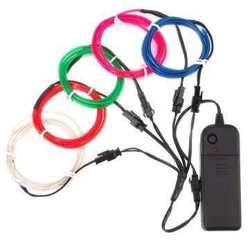 ARILUX Battery Powered 5PCS 1M Multicolor DIY Glow EL Wire Strip Light for Halloween Christmas DC3