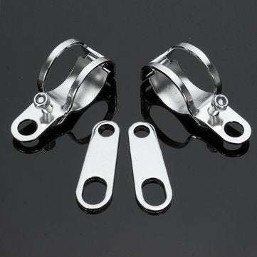 4pcs Chrome Motorcycle Front Rear Turn Signal Holder Fork Clamps Shock Bracket Cafe Racer