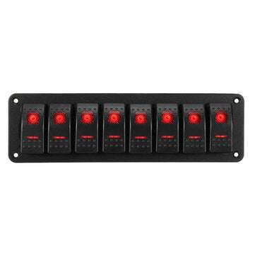 8 Gang LED Rocker Switch Panel Breaker Waterproof For Car Marine Boat (COLOR: RED)