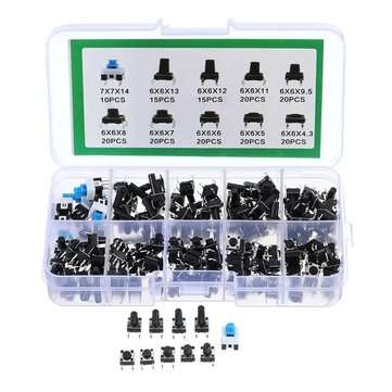 900Pcs 10 Values Tactile Push Button Switch Mini Momentary Tact Assortment Kit DIY