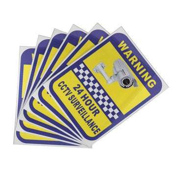 6Pcs CCTV Camera Warning Stickers Surveillance Vinyl Decal Video Security Sign