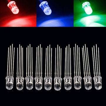 50pcs 5mm Full-color LED RGB Common Anode Four Feet Transparent Highlight Color Light 5mm Diode Colo