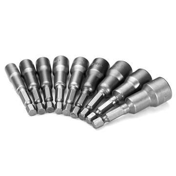 9pcs 6-14mm CR-V Hex Magnetic Power Socket Nut Setters