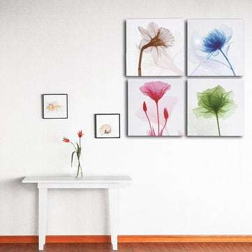 4Pcs Framed Abstract Flower Canvas Print Art Painting Home Wall Decorations 30cm