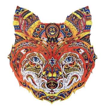 A4 Wooden Fox Jigsaw Puzzle DIY Unique Shape Pieces Animal Gift Mysterious Early Educa... (SIZE: A4)