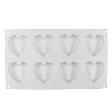 8 Grids Diamond Heart Dessert 3D Cake Mold Art Mousse Silicone Mould