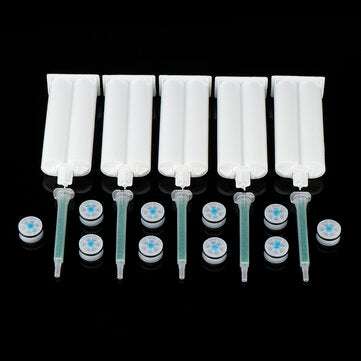 5Pcs/set 50ml 1:1 AB Glue Tube Dual Glue Cartridge Two Component Dispenser Tube with Mixing Tube Mix