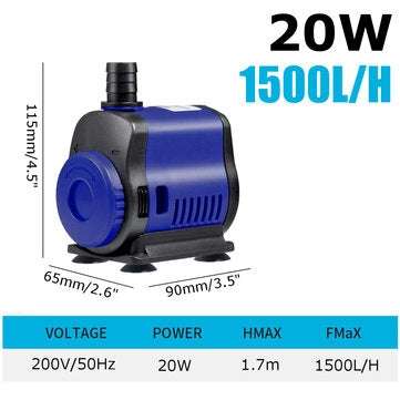 5/14/20/35/45W Ultra-quiet Mini Brushless Water Pump Submersible Water Fountain Pump... (POWER: 20W)