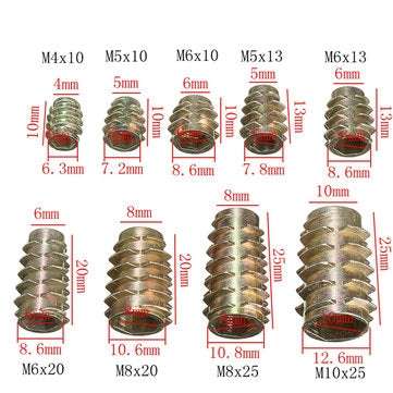 5Pcs M5x10mm Hex Drive Screw In Threaded Insert For Wood Type E