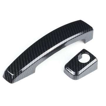 4Pcs Car Carbon Fiber Side Door Handle Covers Trims Black For Chevrolet Camaro 2010-2015