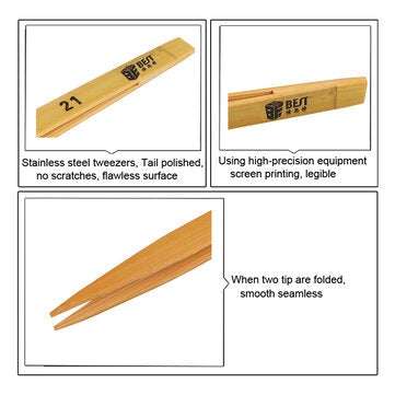 BEST BST-21 Industrial Non-tooth Anti-loss Tweezer Anti-static Bamboo Tweezers
