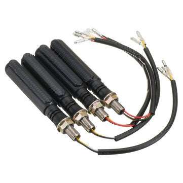 4Pcs Motorcycle Sequential Flowing LED Amber Turn Signal Indicator+White DRL+Red Brake Stop Lights