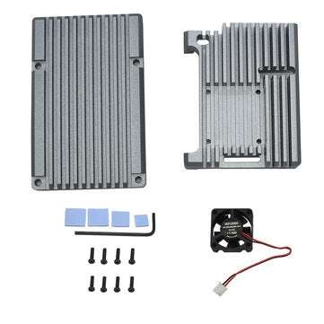 Aluminum Alloy Case for Raspberry Pi 4 Black/Gold/Sliver/Blue/Grey/Red Metal Enclo... (COLOR1: GREY)
