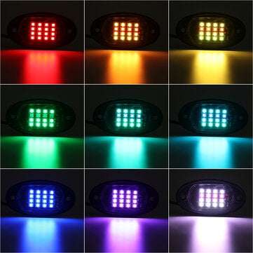 4PCS 12V RGB LED Mini Rock Light Under Body Lamp Turn Signal Break Voice RF Remote Control For Car M