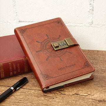 B6 Vintage Notepad Notebook Diary Daily Memos Planner Agenda Notebook with Lock Password Office Scho