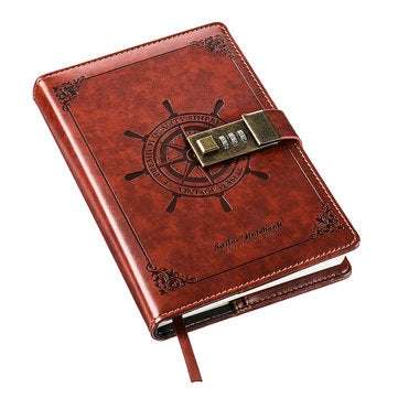 B6 Vintage Notepad Notebook Diary Daily Memos Planner Agenda Notebook with Lock Password Office Scho