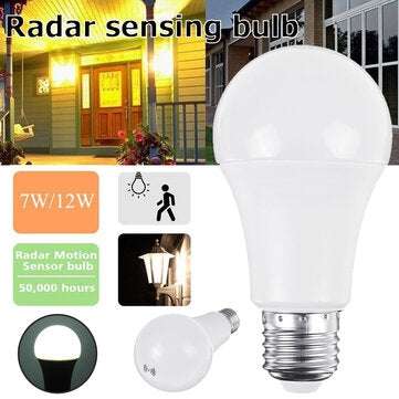 7W 12W E27 Radar Motion Sensor Induction LED Light Bulb Globe Lamp for Home Indoor De... (POWER: 7W)
