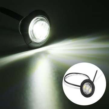 4pcs 12V/24V White Mini Round LED Button Side Marker Lights Lamps Truck Trailer