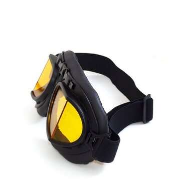 Angled Retro Vintage Motorcycle Helmet Eyewear Goggles Riding Glasses Windproof ... (COLOR.: YELLOW)