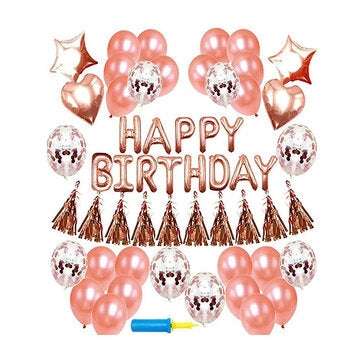 48PCS Rose Gold Birthday Party Balloons Happy Birthday Letter Foil Balloon Decor