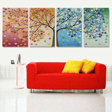 4pcs Canvas Wall Art Painting 40*60cm Hanging Pictures Season Trees Living Hall Decoration Supplies