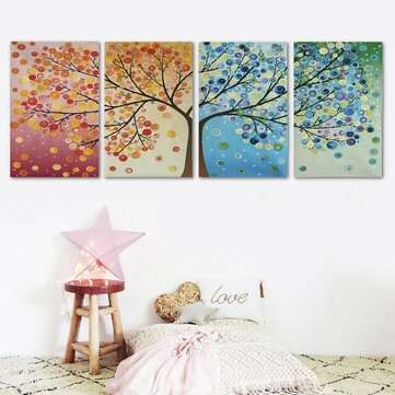 4pcs Canvas Wall Art Painting 40*60cm Hanging Pictures Season Trees Living Hall Decoration Supplies
