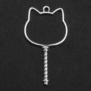 6pcs Silver Key Open Bezel Pendant Zinc Alloy UV Resin Frame DIY Pendant