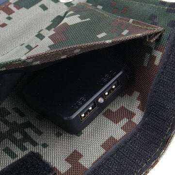 40W 5V Foldable Camouflage Solar Panel Power Bank Pack w Dual USB Waterproof for Backpack Camping