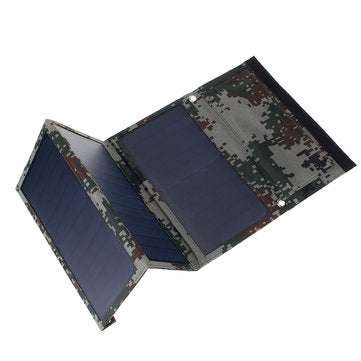 40W 5V Foldable Camouflage Solar Panel Power Bank Pack w Dual USB Waterproof for Backpack Camping