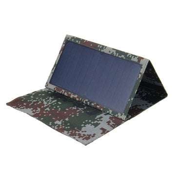 40W 5V Foldable Camouflage Solar Panel Power Bank Pack w Dual USB Waterproof for Backpack Camping