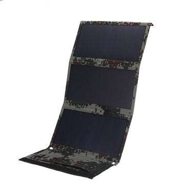 40W 5V Foldable Camouflage Solar Panel Power Bank Pack w Dual USB Waterproof for Backpack Camping