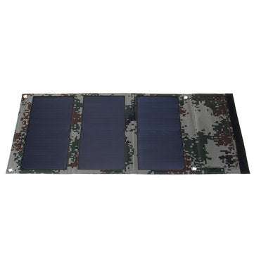 40W 5V Foldable Camouflage Solar Panel Power Bank Pack w Dual USB Waterproof for Backpack Camping